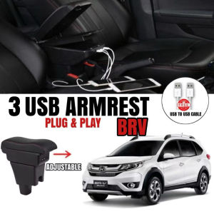 HONDA BRV Armrest 3USB Port Adjustable 2layer Console Box Storage Box Car Arm Rest Compartment