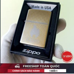 Bật Lửa Zippo Bạc Satin Biểu Tượng Ngọn Lửa Armor 2021 ( Tặng Phụ Kiện ) Hột Quẹt Xăng Đá Zippo