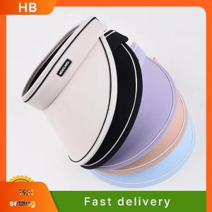 HB New Women Roll Up Sun Visor Wide Brim Hat Summer Foldable Packable UV Protection Empty Top Ponytail Cap For Beach Travel Bonnet