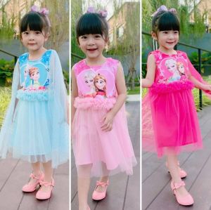 2-8ขวบ เดรสเอลซ่าเอวแมงกะพรุน สไบมุ้งเพชร 2 ข้าง เสื้อผ้าเด็กผู้หญิง เสื้อผ้าเด็กผญ เดรสเด็กผู้หญิง ชุดเด็กผู้หญิง ชุดเอลซ่า [578]