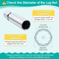 Feekoon 10 Spline Lug Nut Key Replacement for TA20-19/21, Compatible with Bimecc 10-Spline Lug Nut and Lug Bolts, Passenger with 3/4 and 13/16 Hex Drive, Alloy Steel, Silver (1 Pack). 