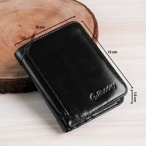 Dompet Kulit untuk Pria Gaya Klasik Tipis Multifungsi Lipat Tiga Penahan Kartu Dompet Pria