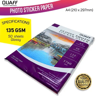 QUAFF Photo Sticker / Glossy Sticker / Sticker Paper 90GSM / 135GSM (20sheets / pack) A4
