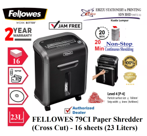 FELLOWES 79CI Paper Shredder (Cross Cut) 4 x 38mm - 16 sheets (23 Liters) Cross Cut Paper Shredder Shredder Machine Office Shredder  Heavy Duty Shredder Mesin Penghancur Kertas)