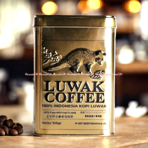 Worcas Luwak Coffee 100gr Pure Wild Kopi Loewak Kemasan Kaleng Kadar Kafein Lebih Rendah
