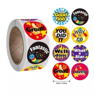 Stiker Reward Penghargaan Anak Motivasi Guru 8 variasi (500 pcs/ Roll)