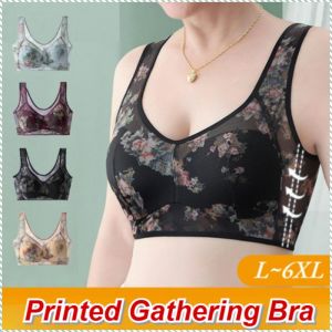 Underwear Vest Breathable and not Stuffy Lace Mesh Printed Gathering Bra Curlable Without Deformation