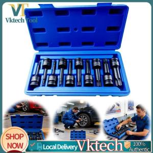 [Vktech] 10Pcs Cr-V Steel Hex Socket Tool Kit Rust Proof Drive Impact Hex Bit Socket Adapter For Automotive Pneumatic Electric Repair