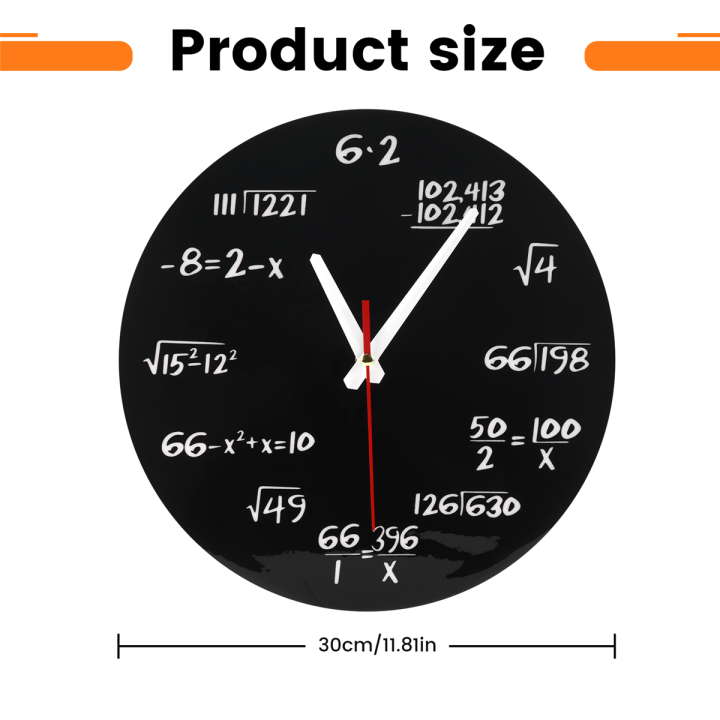 Math Wall Clock , Math Formulas Clock Quiz Clock in Black and White ...