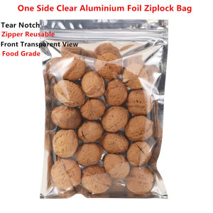 100pcs One Side Transparent Aluminum Foil Zip Lock Bags - Food Grade Zipper Reseal Silvery Mylar-foil Pouch Snacks Gift Package2026