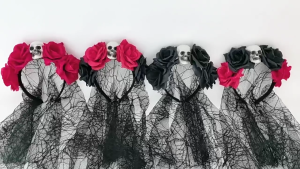 Witch Skull Dark Flower Headwear Party Halloween Bride Devil Skull Animation Hair Hoop for Live Show Role Play