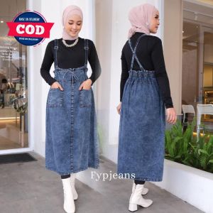 Aira Overall Jeans Korean Style Baju Kodok Jumpsuit Outer Jeans Wanita Terbaru