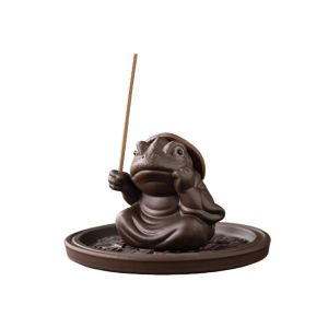 REGISTR Toad Fairy Ceramic Toad Incense Burner Zen Chinese Style Ceramics Ceramic Toad Censer Holder Creative Sleep Aid Tabletop Incense Base For Household Aroma