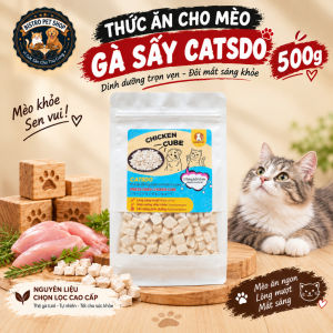 [Túi 500g/100g] Gà sấy thăng hoạ dạng viên Catsdo dành cho mèo Chicken Cube viên ức gà sáy lạnh cho pet cưng - DATE XA