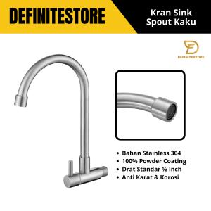 Kran Cuci Piring Kran Dapur Kran SinkSpout Kaku Kran Angsa Stainless SUS304 Anti Karat Kran 1/2 inch