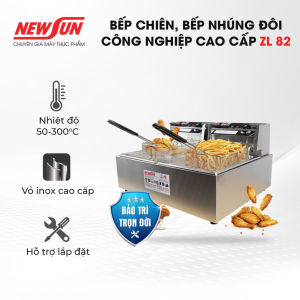 Bếp chiên nhúng điện ngập dầu NEWSUN ZL82 - Chiên giòn khoai/Thực phẩm ngập dầu - Công suất 25KW 5.5L - Màu bạc - Hàng chính hãng