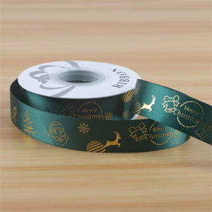 Christmas Embos Ribbon Red Green Polyester Ribbon Gift Wrap Bouquet Tie Christmas Tree Decoration