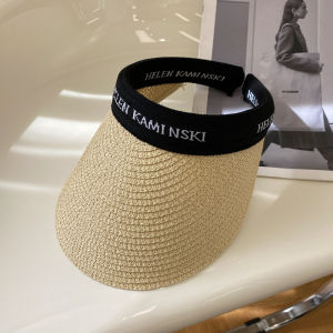 FU Topi Matahari Musim Panas Topi Pantai Wanita Jerami Jogging Knit Visor Lipat Anti UV Fashion Wanita Korea Import