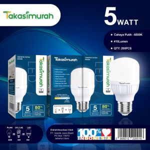Takasimurah 5 Watt Bohlam LED Lampu Rumah Super Terang Cool Daylight Putih