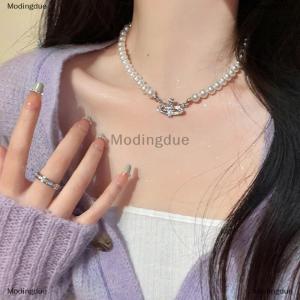 [COD] Modingdue Fashion Korean Style Freshwater Necklace For Women Gentle Vintage Clavicle Chain Zircon Pendant Necklace Party Jewelry