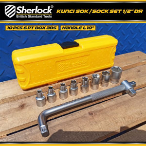 Kunci Shock Set 10 pcs Original Sherlock Sok/Sock Set 1/2 inch 6 PT box ABS