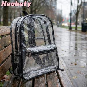 Heabety Transparent PVC Visible Backpack Fitness Outdoor Sport Knapsack Lightweight Travel Bag For Students And Commuters Clear Design