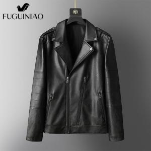 Fuguiniao 2019 New Fashion Mans Autumn Winter Black Faux Leather Jackets Zipper Basic Coat Turn-down Collar Biker Jacket With Blet