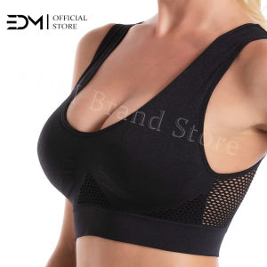 EDM Women Sports Bras Backless Push Up Seamless Mesh Top Bra Without Bones Frame Bras Yoga Running Fitness Shockproof Underwear Breathable Deep V-neck Bras Plus Size M-2XL