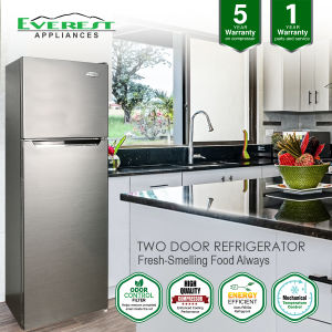 EVEREST 6.1 cu.ft Two Door Refrigerator| Non Inverter| Manual Defrosting|Odor Contol Filter| 178L|Recessed Handle|2 wire shelves|Adjustable front leg|Energy Efficient| Fast Shipping |Quality Product/