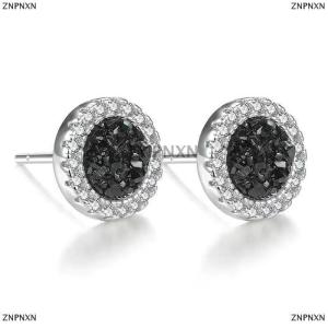 [COD] ZNPNXN Shattered Zircon Stud Earrings For Men Boys Titanium Steel Round Small Earrings Minimalist Jewelry Gifts