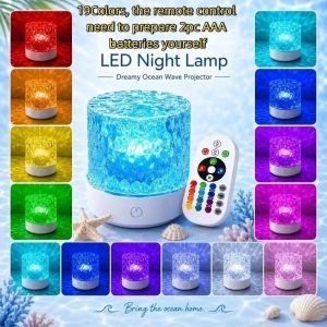 LFPLYQ New Year Water Ripple Projection Light Touch Color Changing Christmas Aurora Smart Light Ornaments Halloween Night Light Bedroom
