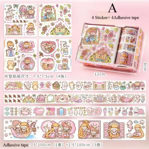 Washi Tape Sticker Set Cute Cartoon Sticker Gift Box Student DIY Scrapbook Sticker Decoration Material
