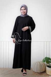 RAP COLLECTION Abaya Dress Gamis Wanita busui tangan pita silver ada saku nya S  M L XL XXL