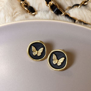 Nhung Đen Khuyên tai nữ tai-miễn phí lỗ chất lượng cao Bông tai quả tua đơn giản 2024 hoa tai mới