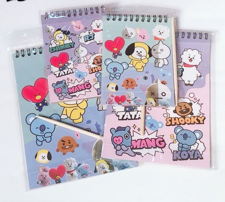 BTS bt21 DIY Drawing Book Scratch Sketch Black Cardboard