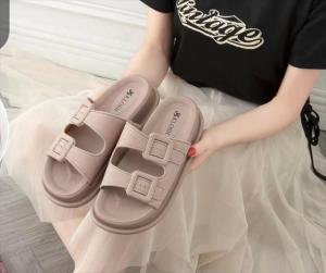 Sandal Jelly Slop Platform Ban 2  motif Gesper Kancing LCR 6565 36-41