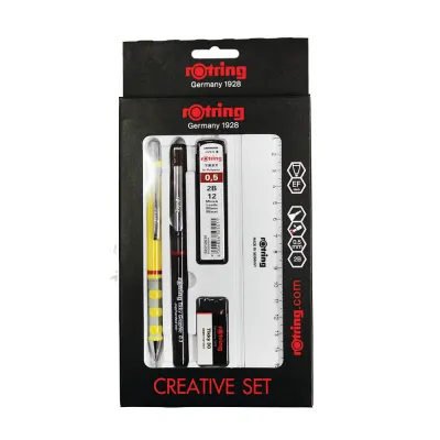 rOtring Tikky CREATIVE Set - Mechanical Pencil with Lead Refill Eraser Tikky Graphic Pen and Ruler for Writing Sketch Drafting Drawing Pen Architecture Engineering College School Office
