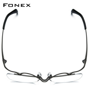 FONEX Pure Titanium Glasses Frame Men Brand Design Semi-Rimless Square Eyeglasses Ultralight Japanese Half-Rim High-Quality Optical Eyewear 85762