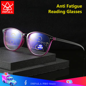 IMPALA LH1606W Multifocal Reading Glasses Smart focus Anti blue light Eyewear for Men and Women Anti UV Multifunction Farsight Eyeglasses Can See Near and Far Sighted