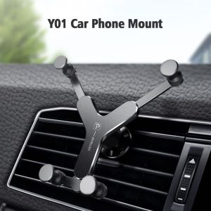OATSBASF Y01 Gravity Metal Car Phone Holder Air Vent Mount Clip Phone Stand For 4.5-6.5 Inches Mobile