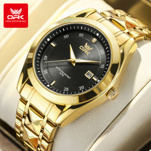 นาฬิกาแฟชั่น OPK สำหรับสแตนเลสชายนาฬิกาผู้ชายธุรกิจนาฬิกาสปอร์ตกันน้ำได้หรูหรานาฬิกาควอตซ์ลูมินัสพร้อมกล่อง