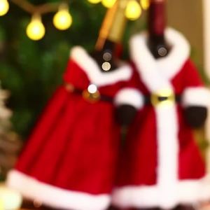 Christmas decorations dress-style wine bottle covers festive arrangements New Year decorations hotel and restaurant decor wine and champagne skirt protectors