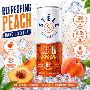 STËLZ Peach Hard Iced Tea 250ml | Ready-to-Drink Alcohol Beverage | 69 Calories | 4.5% ABV