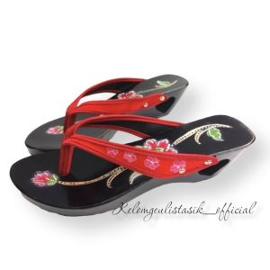 Sandal Wanita wooden sandals/ flip-flops/ flower painting sandals/ tradisional sandals
