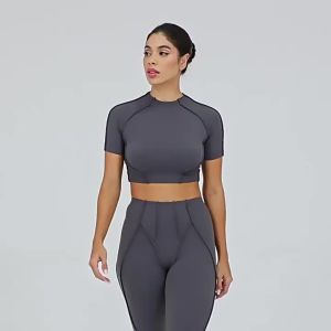 Áo yoga không đường may thể thao thể hình nhanh khô độ đàn hồi cao mỏng tay ngắn áo tập luyện áo crop gym cho phụ nữ