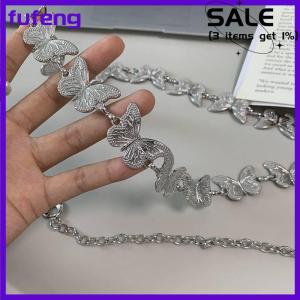 fufeng Personality Butterfly Waist Chain For Women Girl Simple Punk Metal Belly Belts Chain Body Chain Waistband