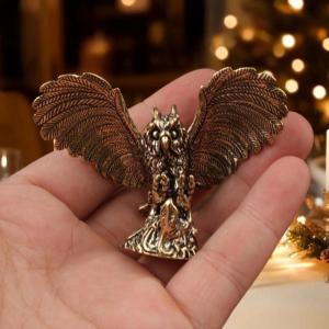 💞【Special price】💖Muya 1 Piece Animal Home Decoration Alloy Owl Statue Miniature Tea Pet Art Craft Tabletop Trinket DIY Accessories Gift