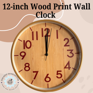 12 Inch Wood Print Wall Clock Glass Front Round Home Decor Kitchen Decoration Room Gift