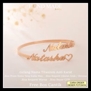 gelang nama titanium anti karat anak dewasa gelang bangle gelang titanium emas gelang titanium anti karat bracelet aksesoris fashion