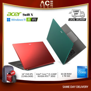 [12th Gen Intel i7-1260P and NVIDIA RTX 3050Ti GRAPHIC] Acer Swift X SFX14-51G-781J/ 7117(Green/Red) 14-Inch 2.2K IPS 100%sRGB Laptop